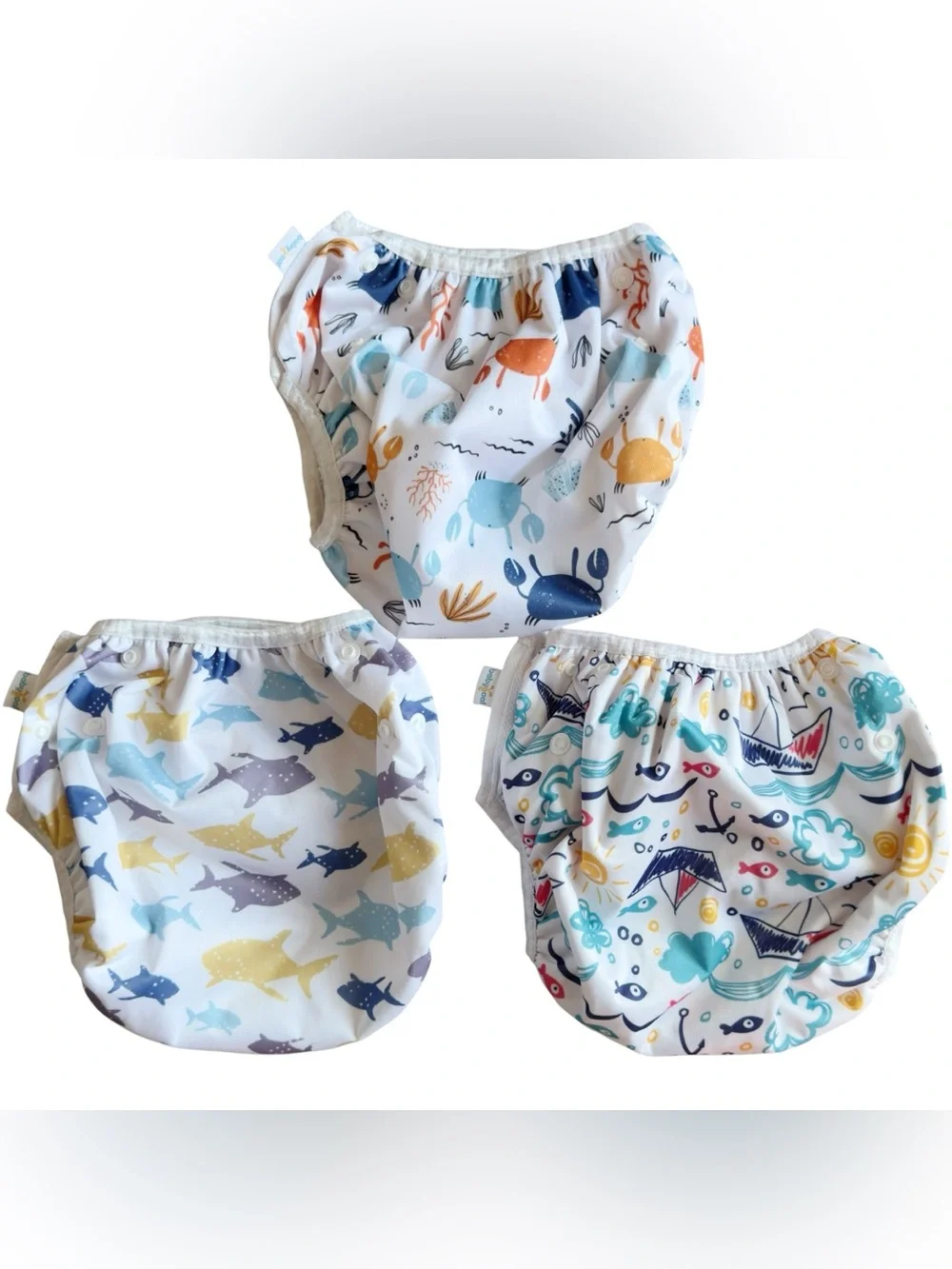 3 Pack Reusable Swim Diapers Large 8M-3T Waterproof Adjustable Washable